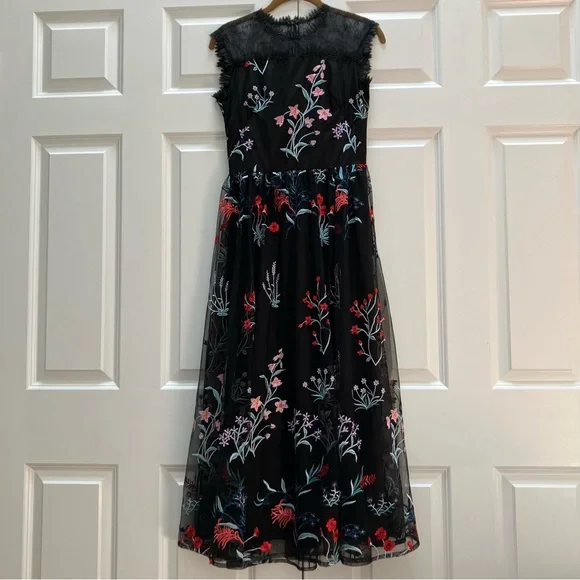 BHLDN Anthropologie Isabel Garcia Vizelle Midi Dress Floral Tulle Lace XS S